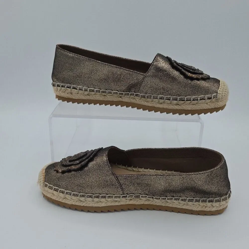 Karl Lagerfeld Size 6 Gold Metallic Embellished Espadrilles Abby Womens EUC